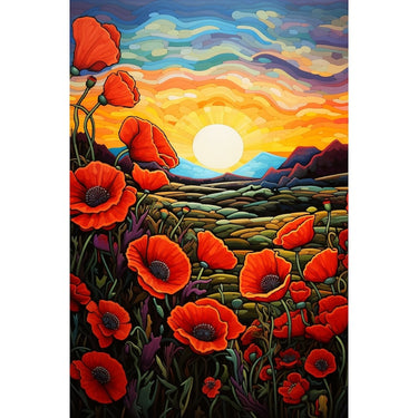Peinture de Coquelicots Stylisés